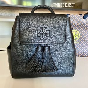 🏅🌈NEW🌈Tory Burch Thea Mini backpack/shoulder bag/black/leather